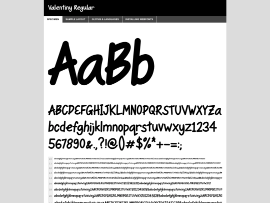 fonts/valentiny-demo screenshot
