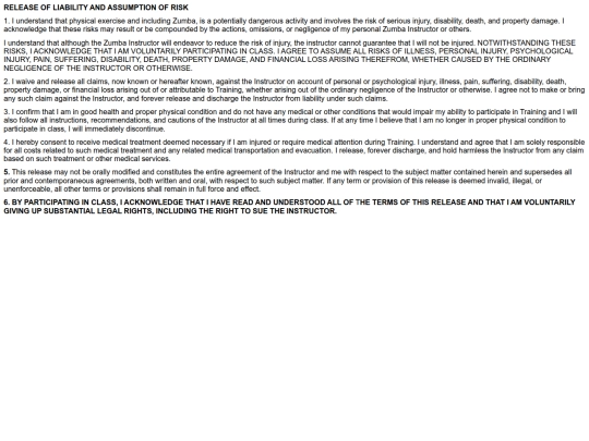 LIABILITY WAIVER screenshot