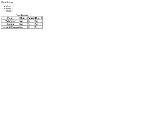 tables screenshot