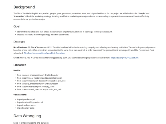 Machine Learning: Predicting Results of a Marketing Campaign screenshot