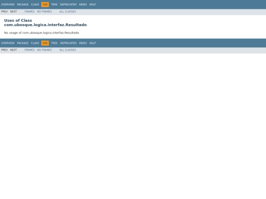 cancerdemama/com/ubosque/logica/interfaz/class-use/Resultado screenshot