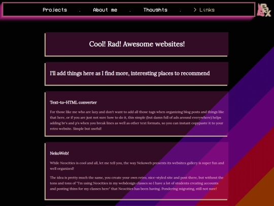 links screenshot