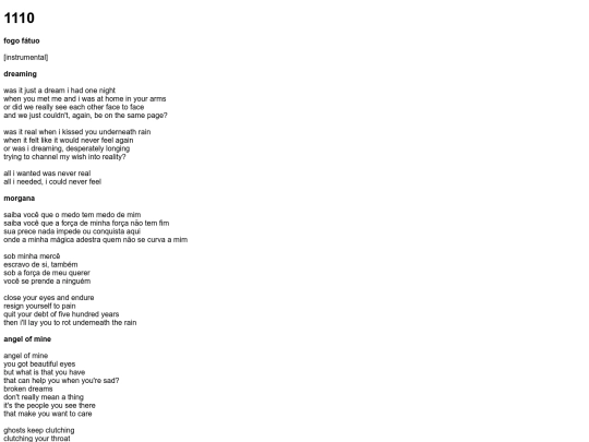 1110lyrics screenshot