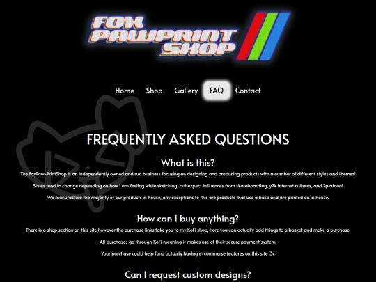 FoxPawPrints/FAQ screenshot
