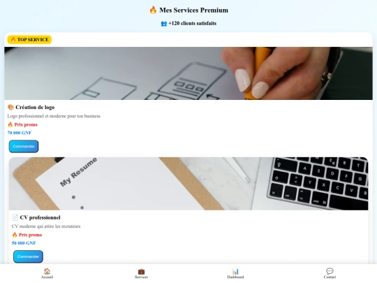services screenshot
