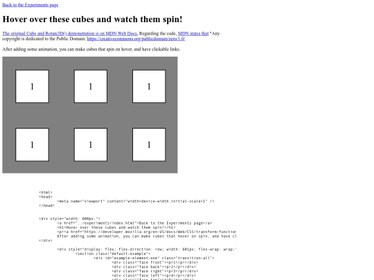 experiments/rotateonhover screenshot