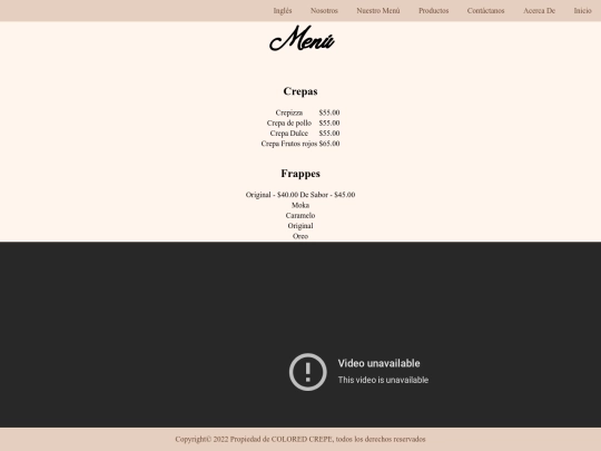 menu screenshot