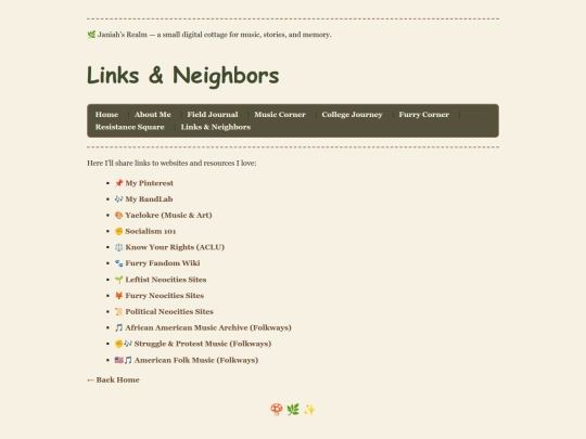 links screenshot