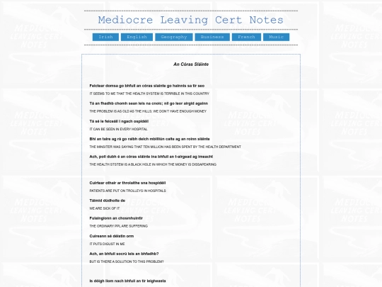 irish/aiste/coras-slainte screenshot