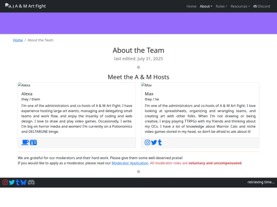 about/team screenshot