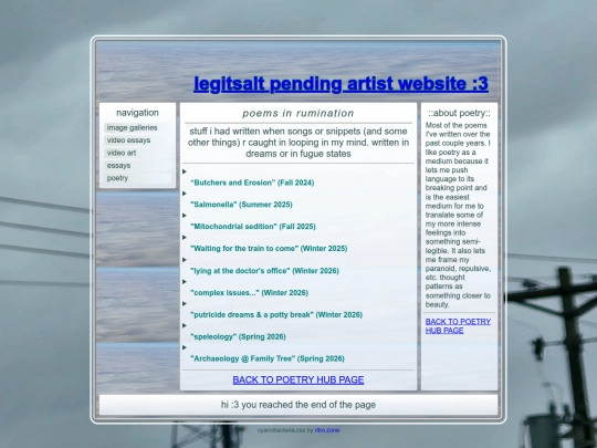 poems/ruminating screenshot