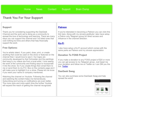 support screenshot