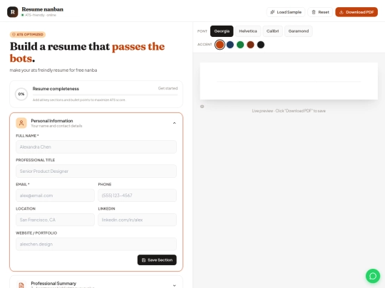 AtsFriendlyResume/mobileversion screenshot