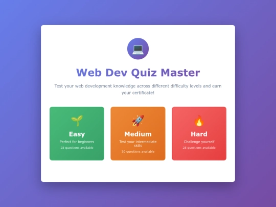 Web Dev Quiz screenshot