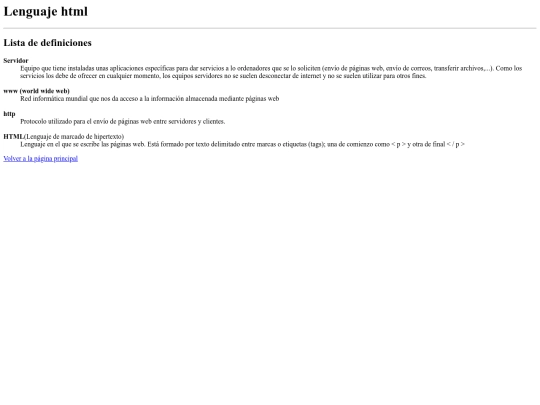 Lista definiciones screenshot