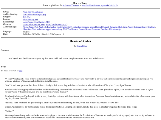 Fanfiction/Hearts of Amber screenshot