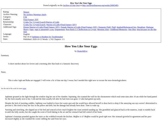 Fanfiction/How You Like Your Eggs screenshot