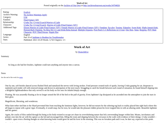 Fanfiction/Work of Art screenshot