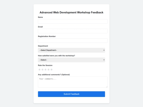 Feed back form/form screenshot