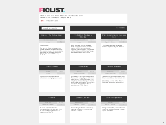 ficlist screenshot