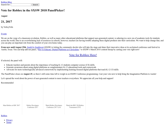 vote-roblox-sxsw-2018-panelpicker screenshot