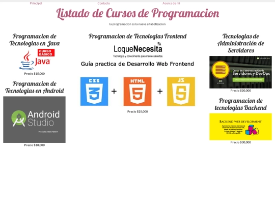 cursos/menu screenshot