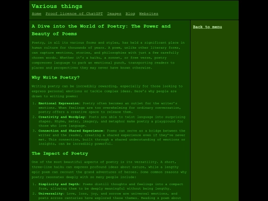 literature/poems screenshot