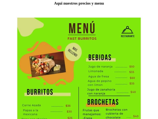 precios y menu screenshot
