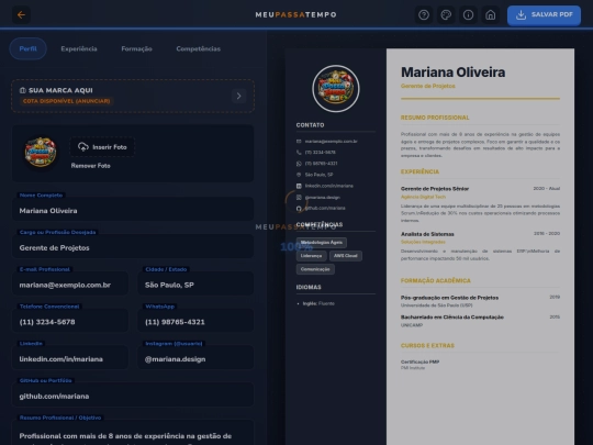 Geradores/CriarCurriculo screenshot