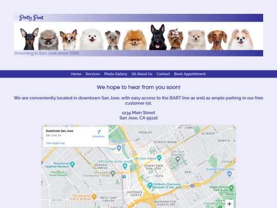 dog-grooming/contact screenshot
