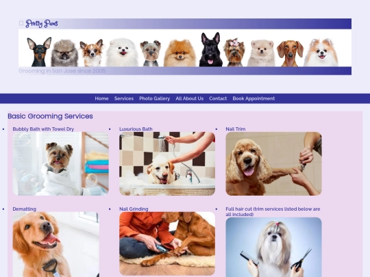 dog-grooming/services screenshot