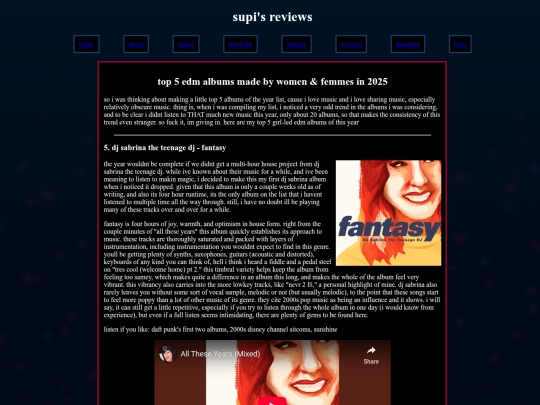 reviews/edmalbums2025 screenshot