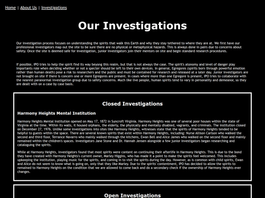 investigations screenshot