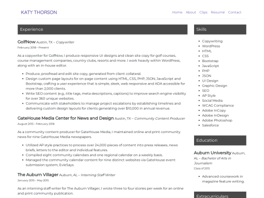resume screenshot