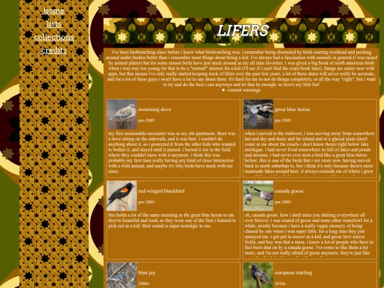 lists/lifers screenshot