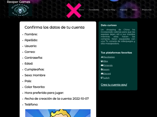 ReaperGames/html/datosform screenshot