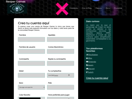 ReaperGames/html/formulario screenshot