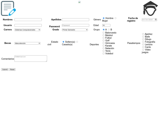 Formulario/formularioRegistro screenshot