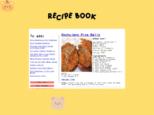 projectlist/recipes screenshot