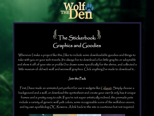 shrines/wolves/stickerbook screenshot