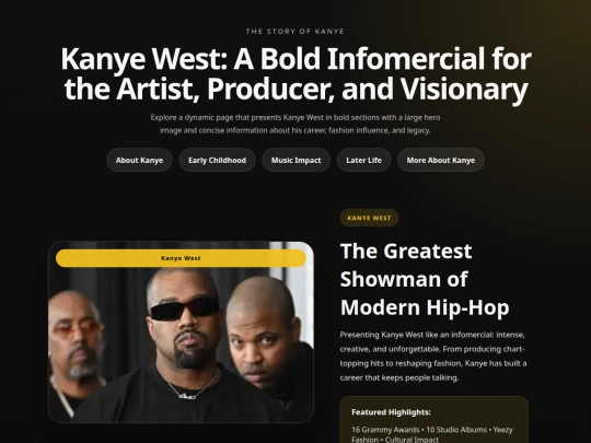 Kanye west info screenshot