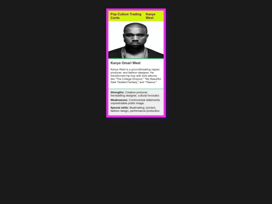 kanye-trading-card screenshot