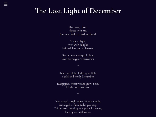Content/Poems/TheLostLightOfDecember screenshot