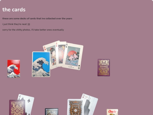 card collection screenshot