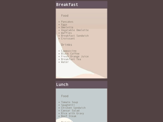 menu screenshot