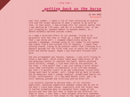 blog/backonthehorse screenshot