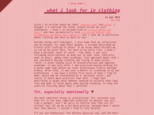 blog/clothing screenshot