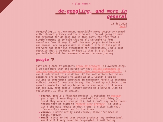 blog/degoogle screenshot