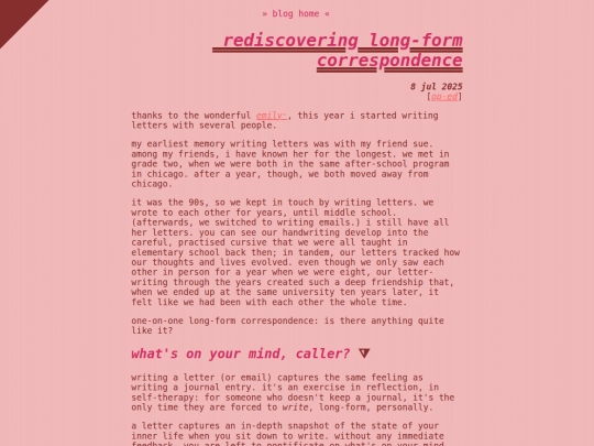 blog/letters screenshot