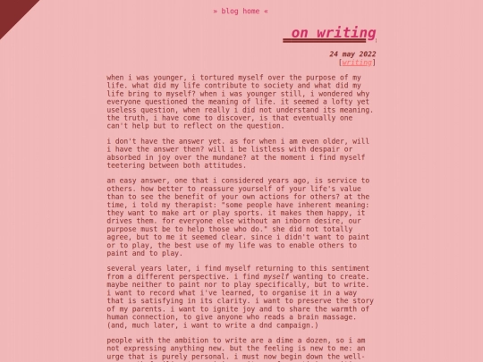 blog/writing screenshot